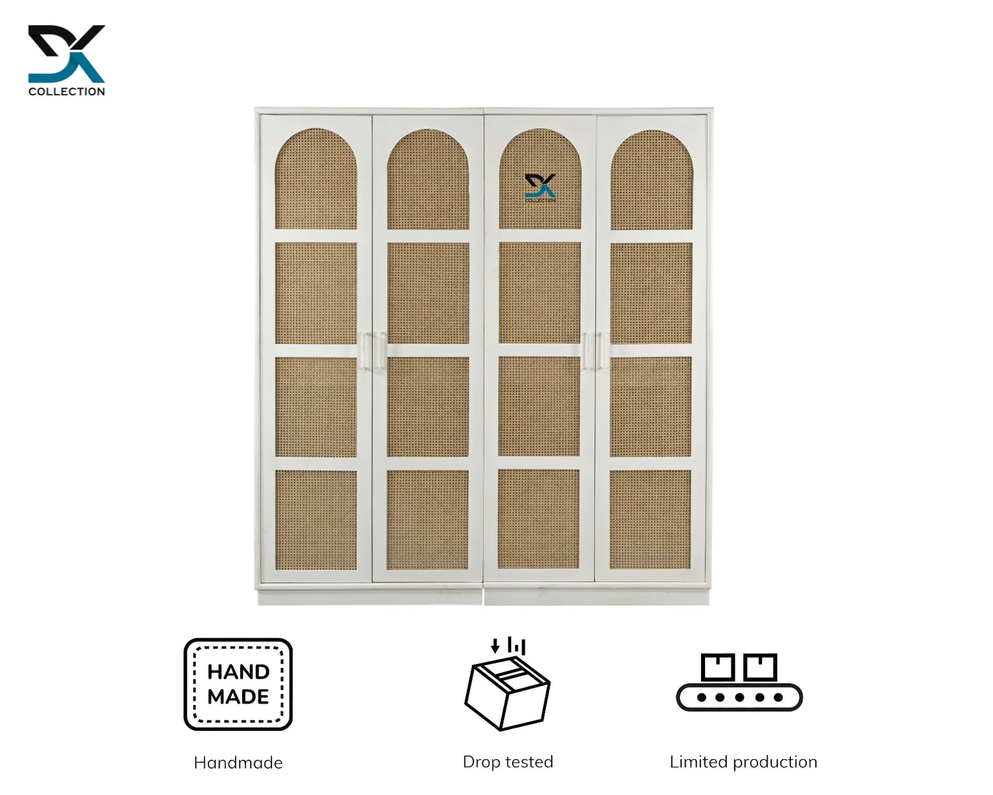 Wellington 4-Door Wardrobe | Wardrobe with Cane Design Doors