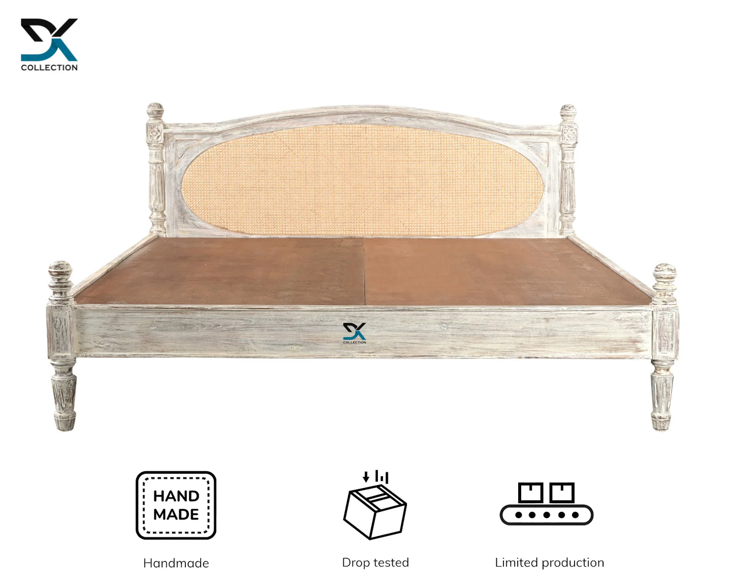 Sedona Teak Wood Bed | White