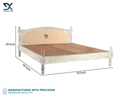 Sedona Teak Wood Bed | White