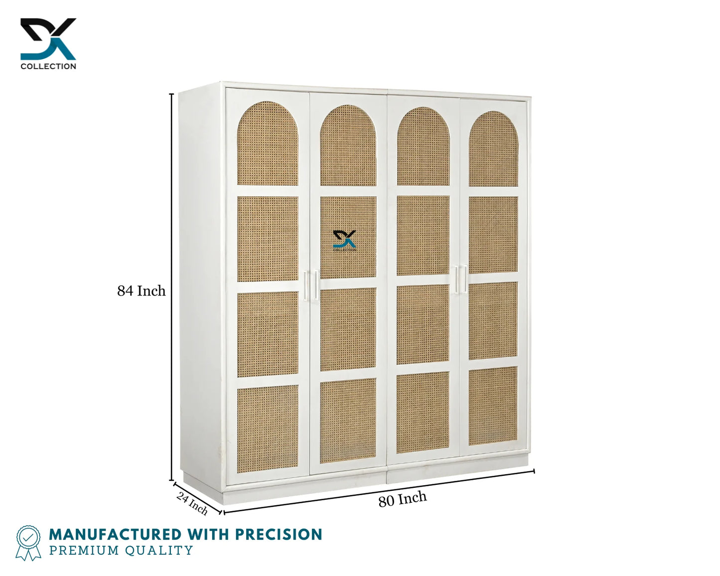 Wellington 4-Door Wardrobe | Wardrobe with Cane Design Doors