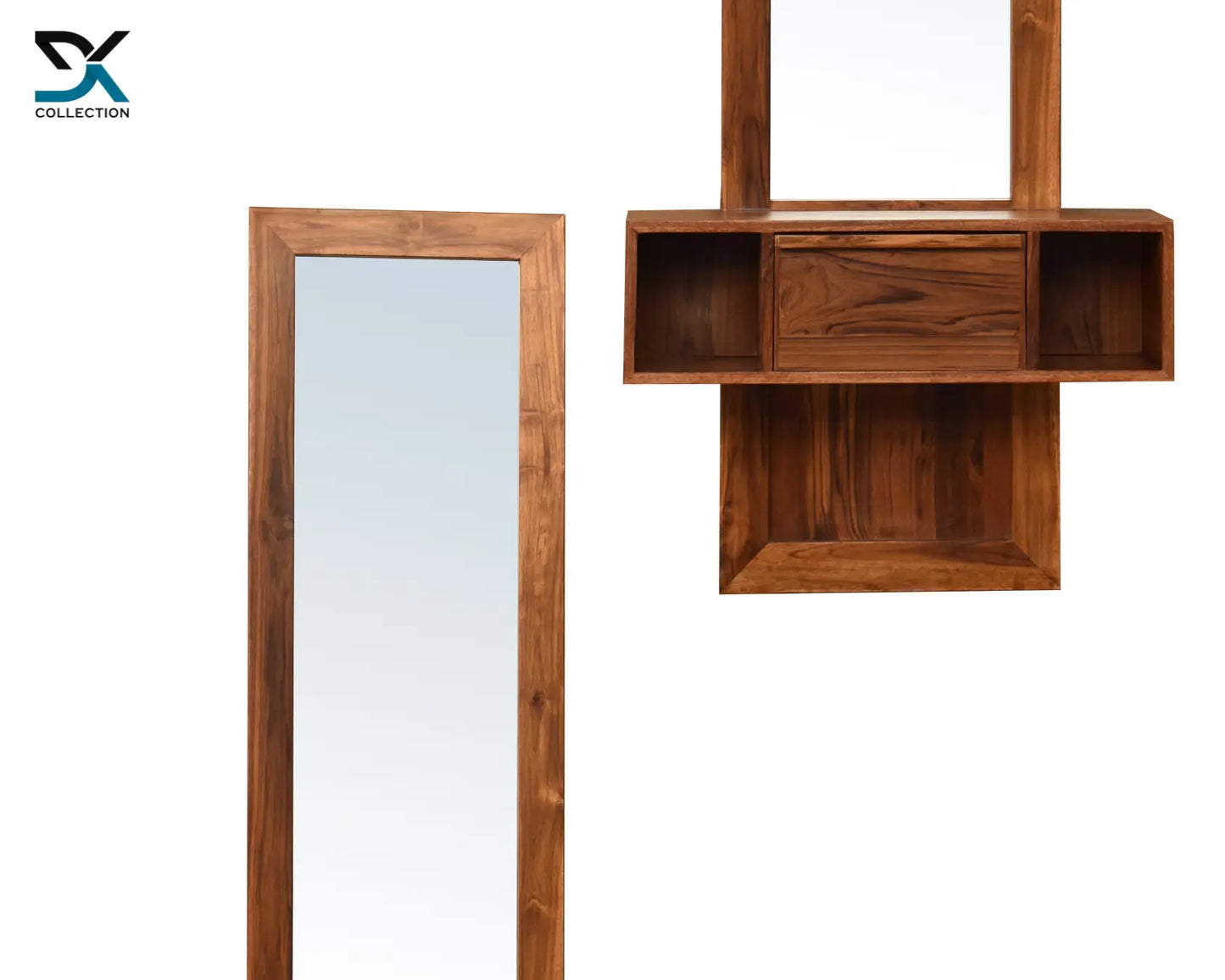 Saleno Wooden Wall Mounted Dressing Table With Drawer | Modern Mirror Table For Home & Bedroom